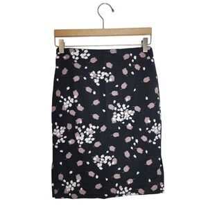 Loft Skirt‎ Women's 2 P Floral Tweed Pencil Office Black